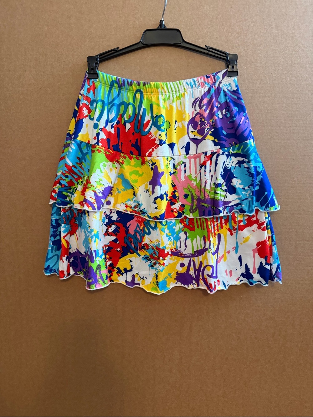 Patchington Multicolor Paint-Splash Tiered Skort